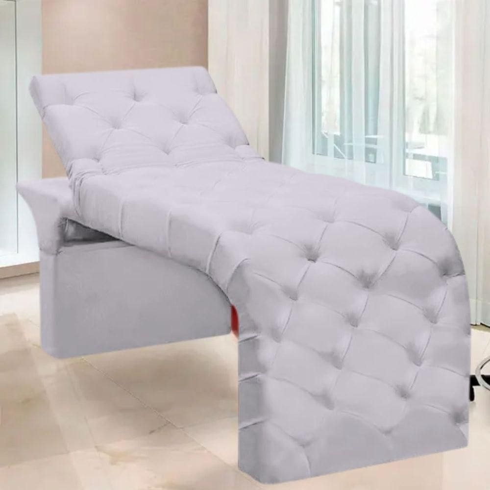 Maca Estofada Estética Cílios Regulável Spa Suede Maitê Branco