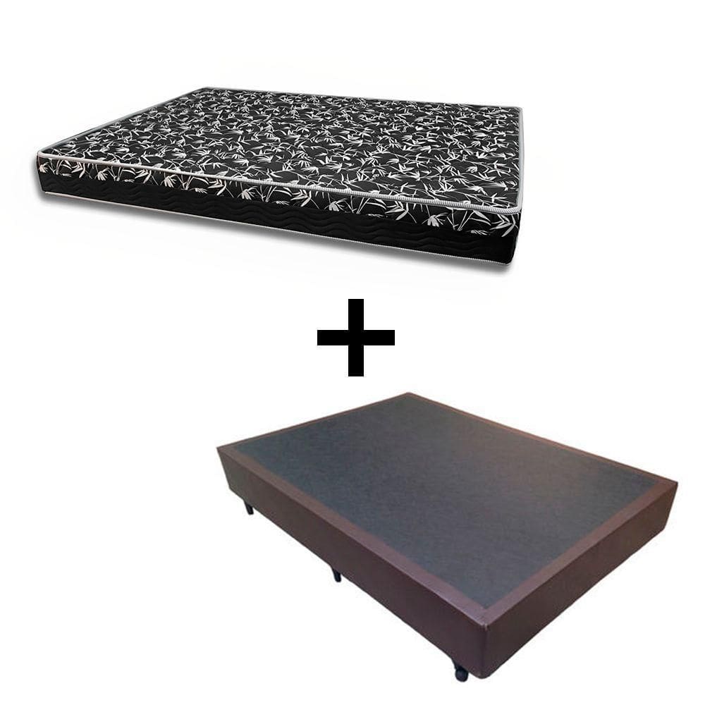 Cama Box Casal 138 Tecido Sintético Marrom Com Colchão Belize Bello Box - D33 Preto 57x138x188