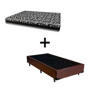 Cama Box Solteiro 88 Tecido Sintético Marrom Com Colchão Belize Bello Box - D33 Preto 57x88x188