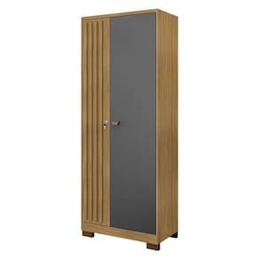 Armário Multiuso Versatile 2 Portas Com Chave Carvalho Americano Grafite - Incorplac