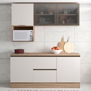 Armário De Cozinha Cp01 E Tampo Grace Carvalho Oak/off White Z44 - Mpozenato