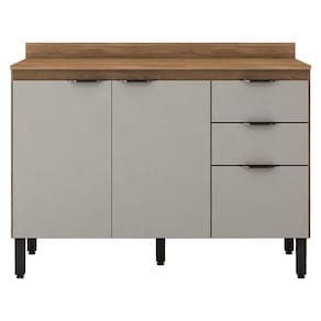 Balcão De Cozinha Firenze Com Tampo 120 Cm Amêndola Touch Nude Tx - Demóbile