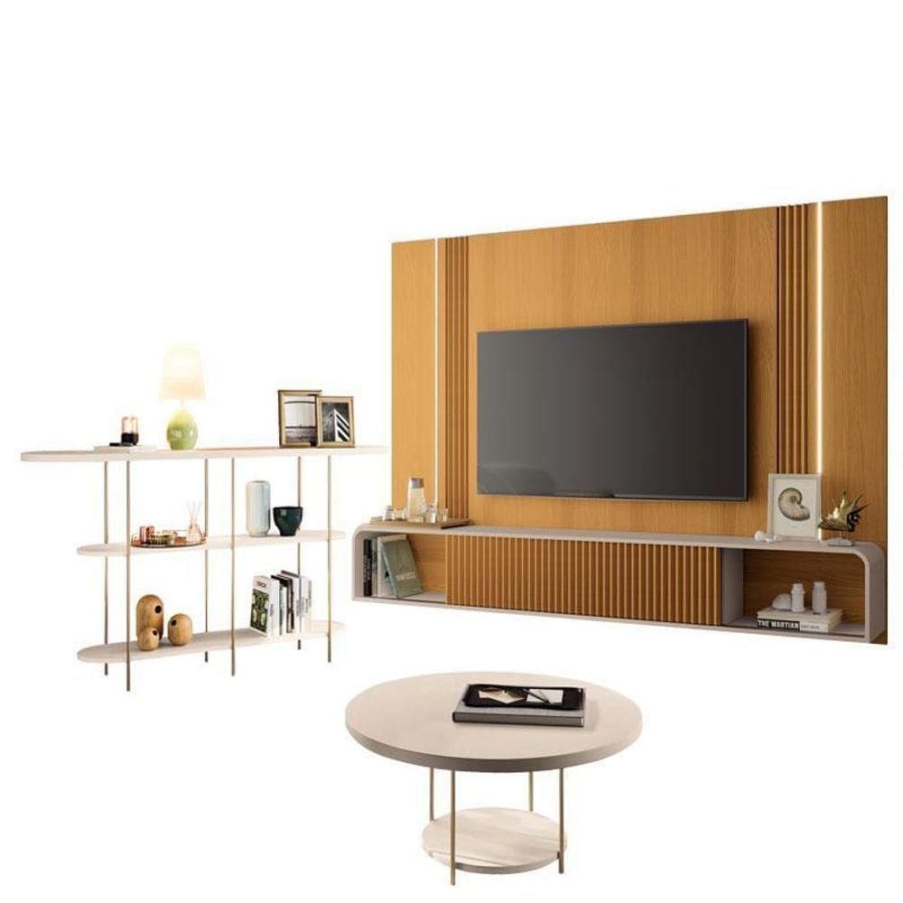 Home Suspenso Cinamomo Off White E Aparador Infinity E Mesa De Centro Sky Off White- Hb Móveis