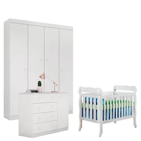 Quarto De Bebê Helena Com Berço Lila Branco Brilho – Phoenix