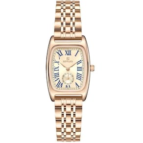 Relógio Feminino Vintage Pulseira Em Aço Mostrador Elegante Casual à Prova D´agua Rosé