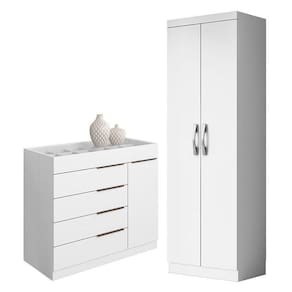 Cômoda Sapateira Sevilha 2004147 E Armário Multiuso New 2000192 Branco - Aramóveis