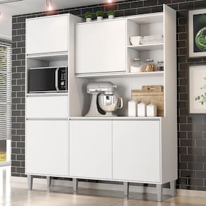 Armário De Cozinha Compacta 160cm 5 Portas Isabel Branco - Ajl Móveis