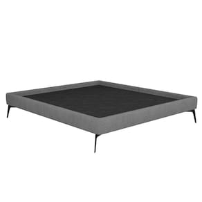 Cama Casal King 199cm Pés Metálicos Elisa S05 Veludo Cinza - Mpozenato