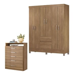 Cômoda Triunfo E Guarda Roupa Casal Flash 2 Amêndola Touch - Demóbile