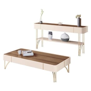 Aparador Vivant E Mesa De Centro Cadenza Off White Castanho – Hb Móveis