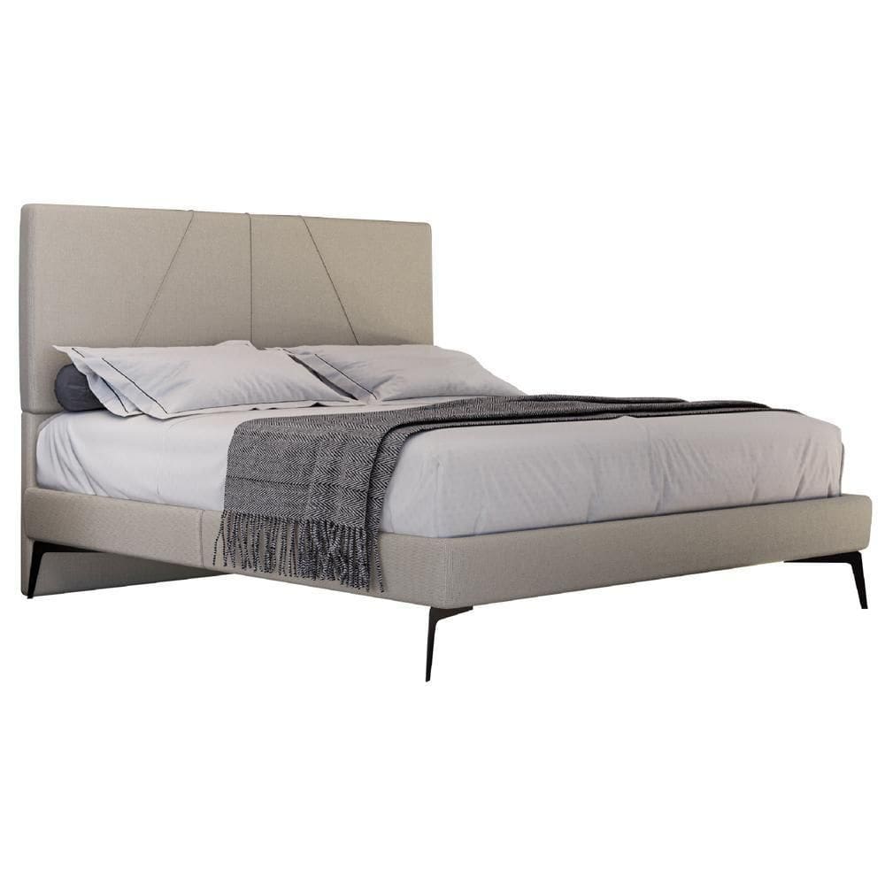 Cama Casal King Com Cabeceira 199cm Pés Metálicos Elisa S05 Linho Bege - Mpozenato