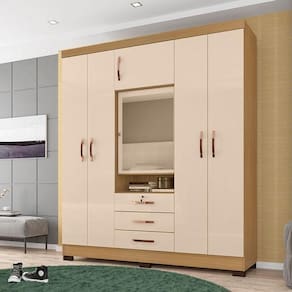 Guarda Roupa Casal Ambiente Imperatriz Carvalho Americano Off White - Incorplac
