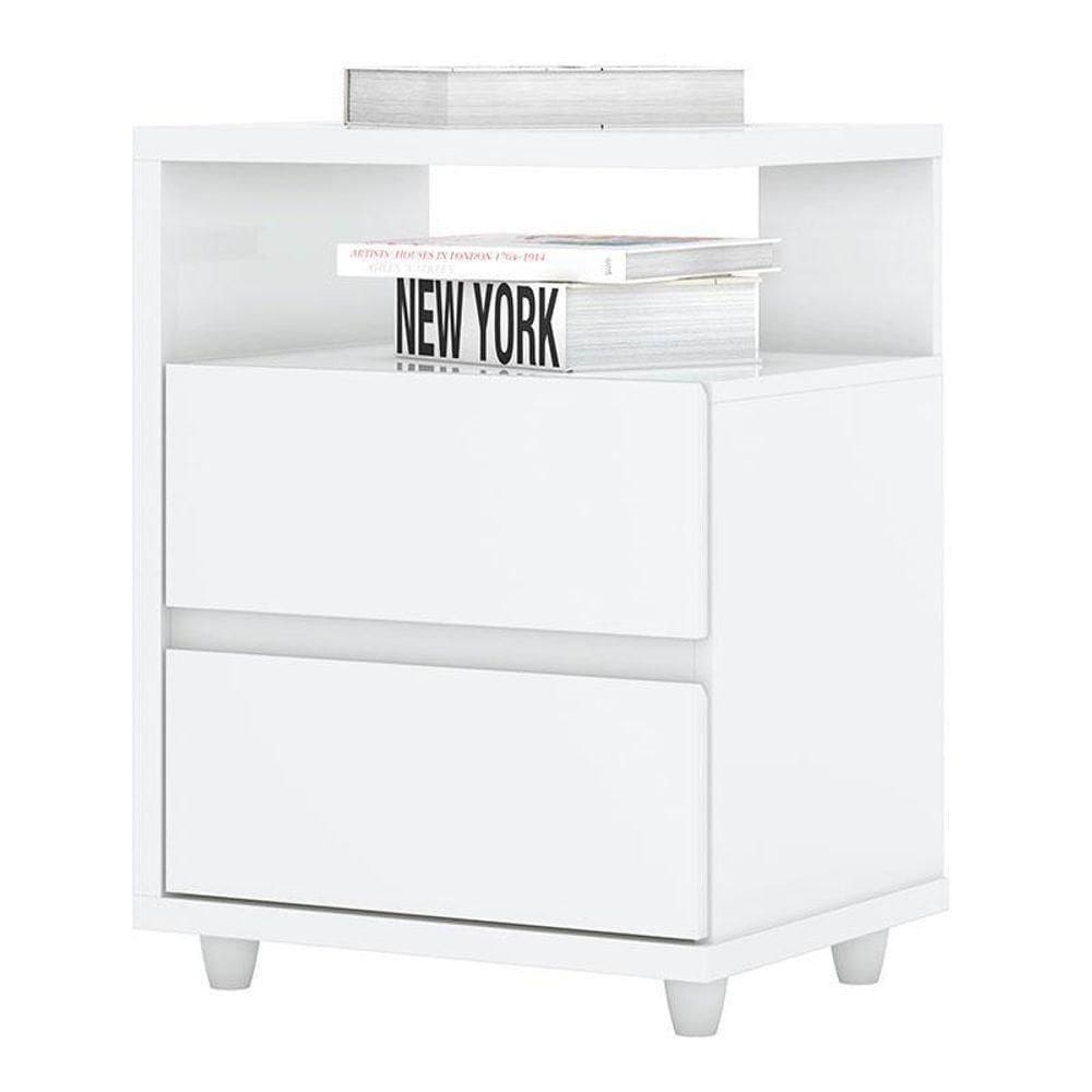 Mesa De Cabeceira Lacy Branco Brilho – Henn
