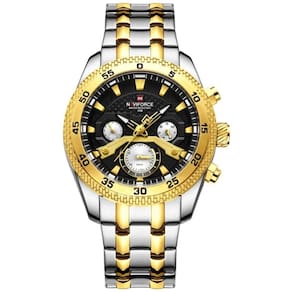 Relógio De Pulso Masculino Com Cronógrafo Mostrador Luminoso Impermeável Prata Dourado
