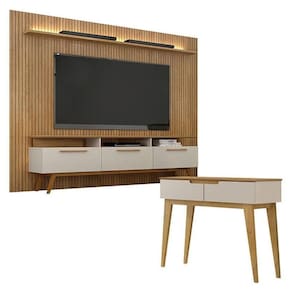 Home Suspenso Curitiba Com Led Rack Bancada E Aparador Bellíssima Cinamomo Off White - Valdemóveis