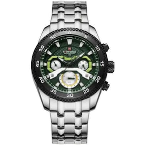 Relógio De Pulso Masculino Com Cronógrafo Mostrador Luminoso Impermeável Verde Prata