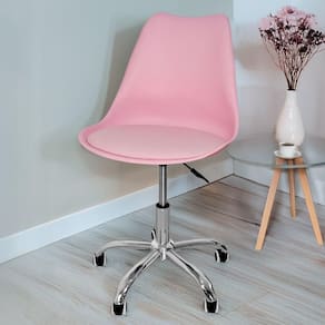 Cadeira Secretária Com Base Giratória Estofada ícaro Rosa