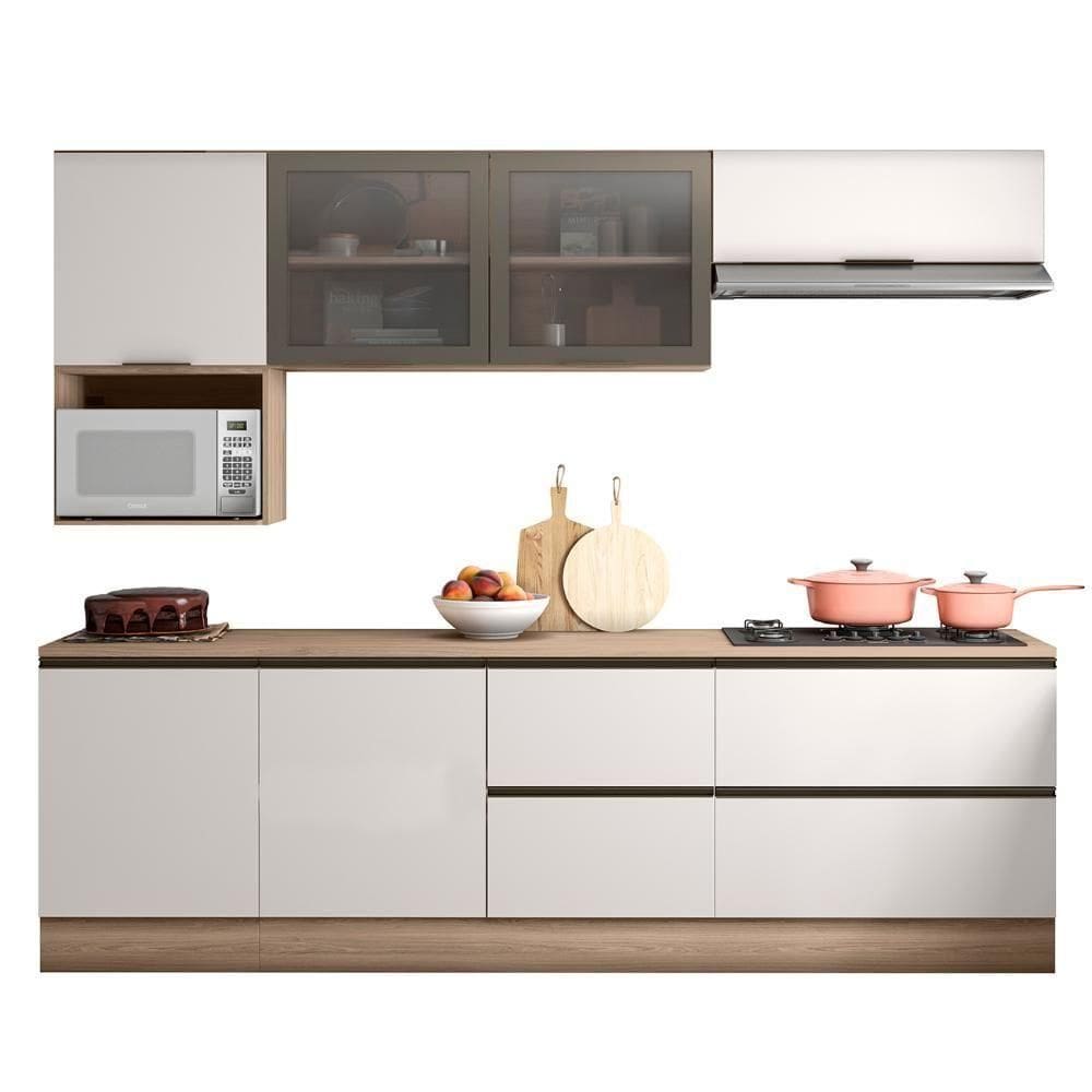 Armário De Cozinha Cp03 E Tampo Grace Carvalho Oak/off White Z44 - Mpozenato