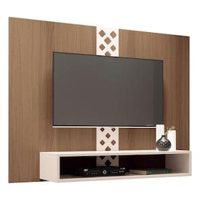Painel Para Home Suspenso Form Castanho Off White – Hb Móveis