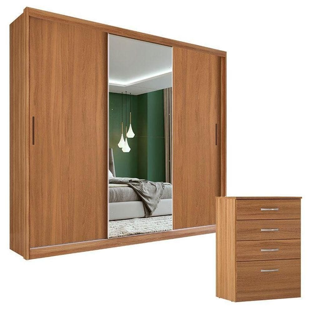 Cômoda Astral E Guarda Roupa Casal Dalila 32415 Amendola Off White - Demóbile