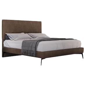 Cama Casal King Com Cabeceira 199cm Pés Metálicos Elisa S05 Veludo Marrom - Mpozenato