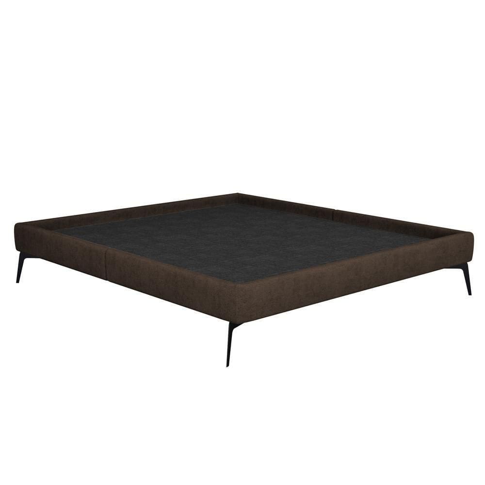 Cama Casal Queen 165cm Pés Metálicos Elisa S05 Veludo Marrom - Mpozenato