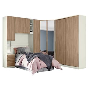 Quarto Modulado Solteiro Ambiente 2 Seletto 5 Peças Areia Jequitibá - Henn