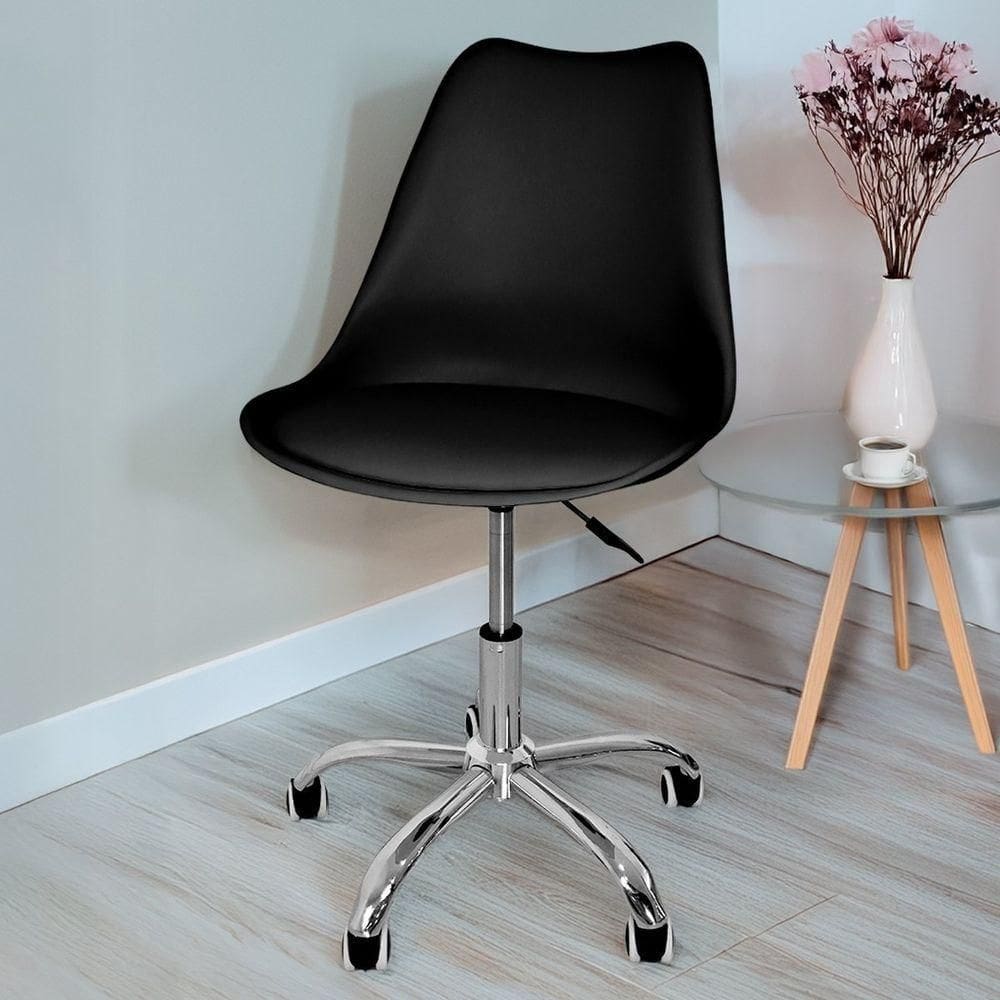 Cadeira Secretária Com Base Giratória Estofada ícaro Preto