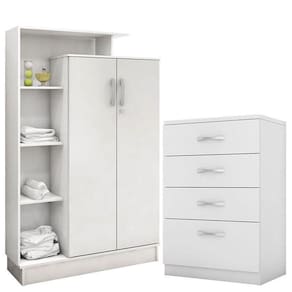 Cômoda Astral E Armário Multiuso Elite Branco Brilho - Demóbile