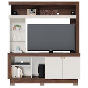 Estante Home Theater Valença Nogueira Real Off White – Colibri