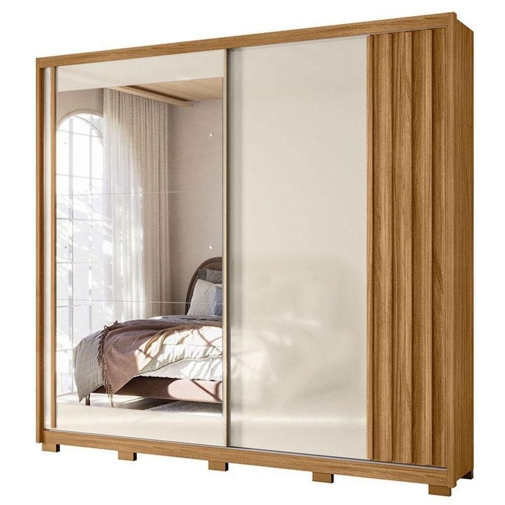 Guarda Roupa Casal Dhara 2 Portas Freijó Off White Com Espelho - Moval