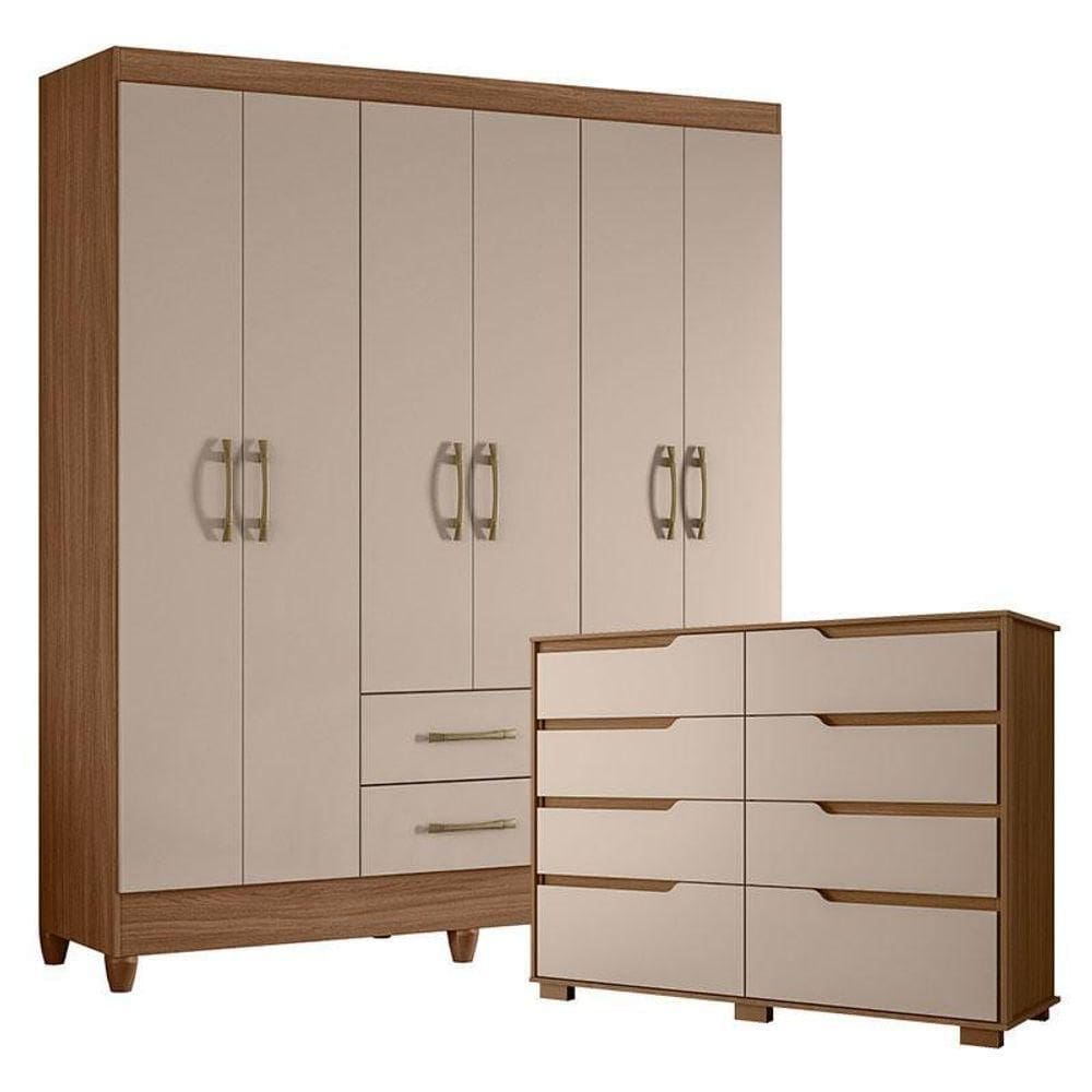 Guarda Roupa Casal Panamá E Cômoda Georgia Carvalho Fendi– Moval