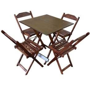 Conjunto Mesa Dobrável Com Tampo Em Mdf Ultra Plus E 4 Cadeiras Dobráveis Imbuia
