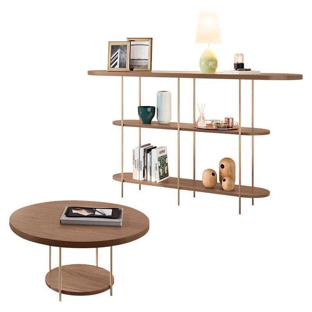 Aparador Infinity E Mesa De Centro Sky Castanho – Hb Móveis
