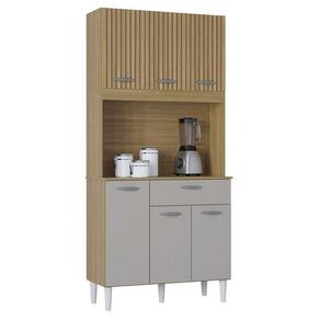 Cozinha Kit Cassia 6 Portas E 1 Gaveta Damasco Ripado Off White- Poquema