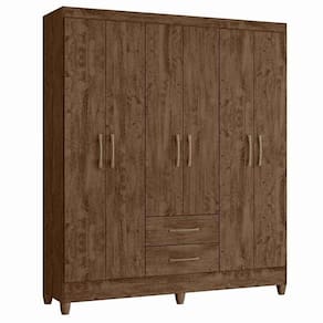Guarda Roupa Casal Panamá 6 Portas Castanho Wood - Moval