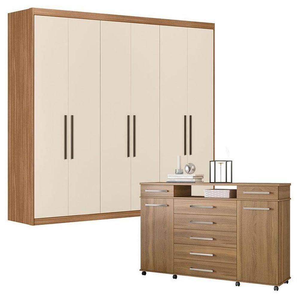 Cômoda London E Guarda Roupa Casal Venice 62080 Amendola Touch Off White - Demóbile