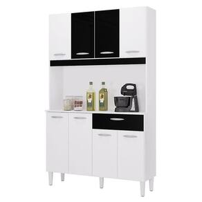 Cozinha Kit Cassia 8 Portas Branco Preto - Poquema