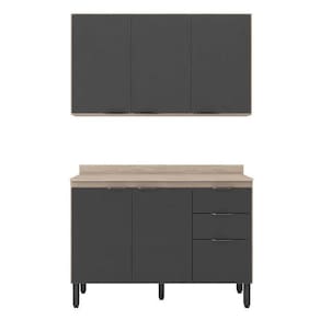 Cozinha Modulada Firenze Fi0010 Avena Grafito - Demóbile
