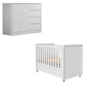 Berço Americano Tutto New E Cômoda Infantil Eloá Branco Acetinado – Phoenix Baby