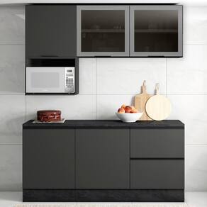 Armário De Cozinha Cp01 E Tampo Grace Grafite Z44 - Mpozenato