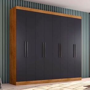 Guarda Roupa Casal Ambiente 1684 Freijó Carbono - Araplac