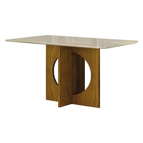 Mesa De Jantar Lorena Plus 160x80 Com Vidro Freijó Off White - Leifer Móveis