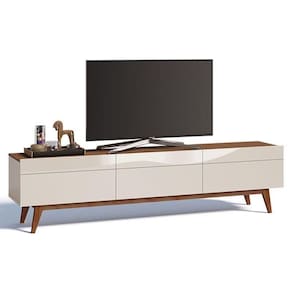 Rack Bancada Classic 3 Gavetas Off White Freijó Touch - Imcal
