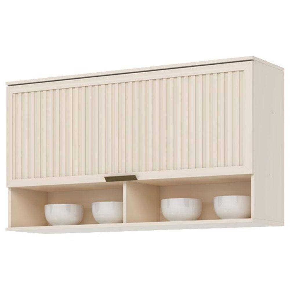Armário Aéreo 1 Porta Basculante Ripado 120 Cm Connect Off White – Henn