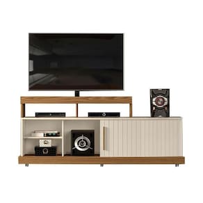 Rack Para Sala Valle Carvalho Nobre Off White – Dj Móveis