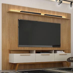 Home Suspenso Ambiente Curitiba Com Led E Rack Bancada Cinamomo Off White - Valdemóveis