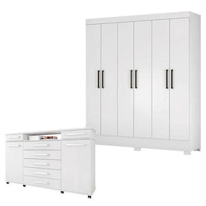 Cômoda London E Guarda Roupa Casal Verso Branco - Demóbile