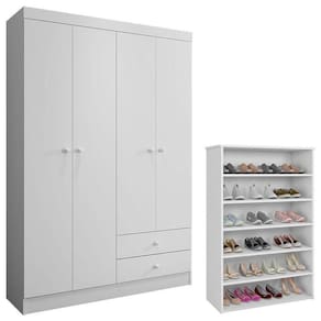 Guarda Roupa Louise E Sapateira Laís Branco Brilho - Ajl