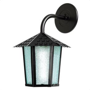 Arandela Colonial Sextavada Vidro Pontilhado E27 Bivolt Preto